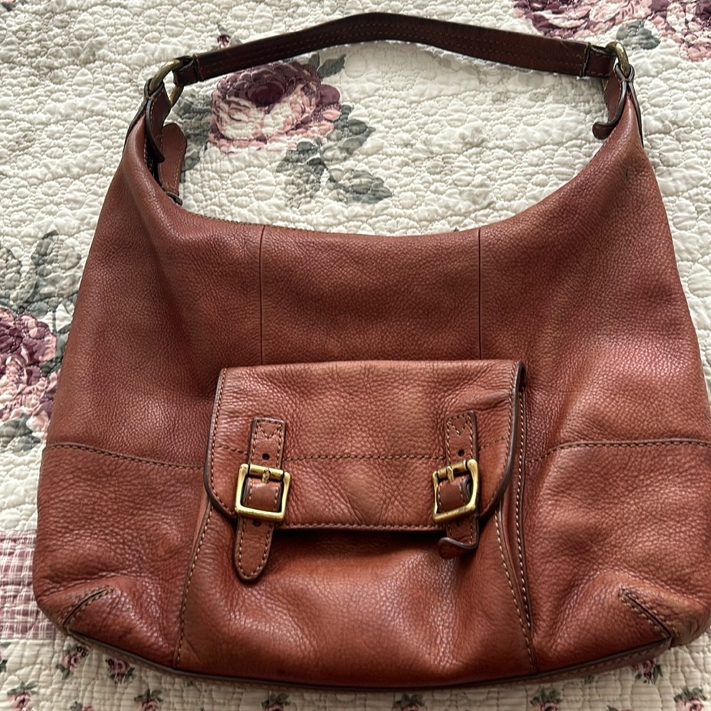 Fossil leather boho handbag